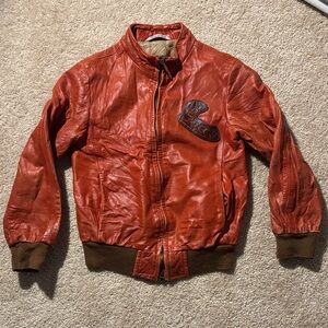 Gucci Kids Red Leather Bomber Jacket